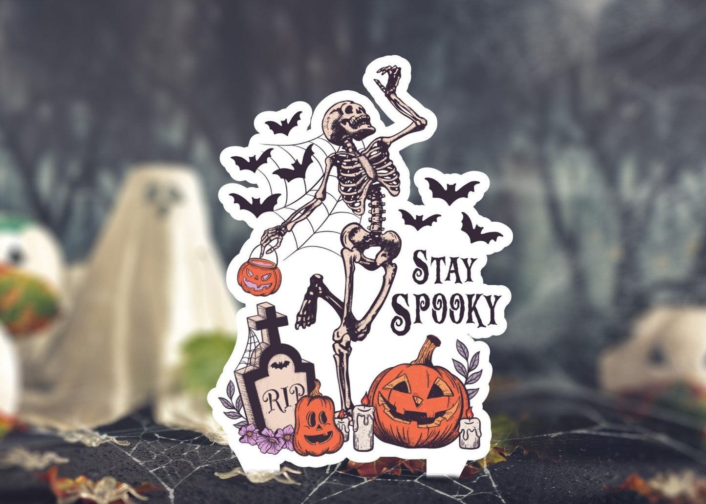 Metal Halloween Skeleton Yard Sign, Stay Spooky Lawn Sign, Skeleton Yard Sign, Halloween Lawn Sign, Halloween Decor Sign, Skeleton Lawn Sign
