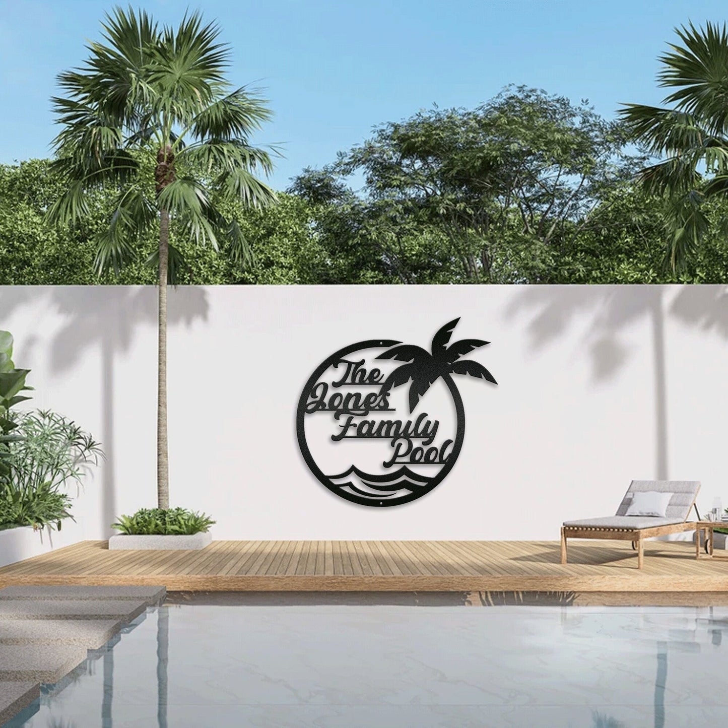 The Family Pool Personalized Metal Wall Art With LED, Great For Decorating Indoor Swimming Pool, Personalized Pool & Patio Metal Sign.