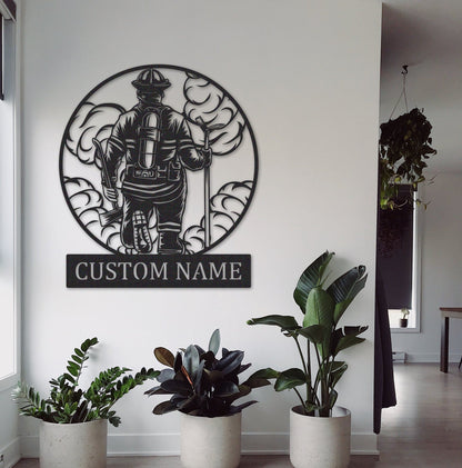 Personalized Fireman Metal Sign,Fireman Wall Art, Firefighter wall Decor,Fireman Gift,First Responder Gift,Fire Department Monogram