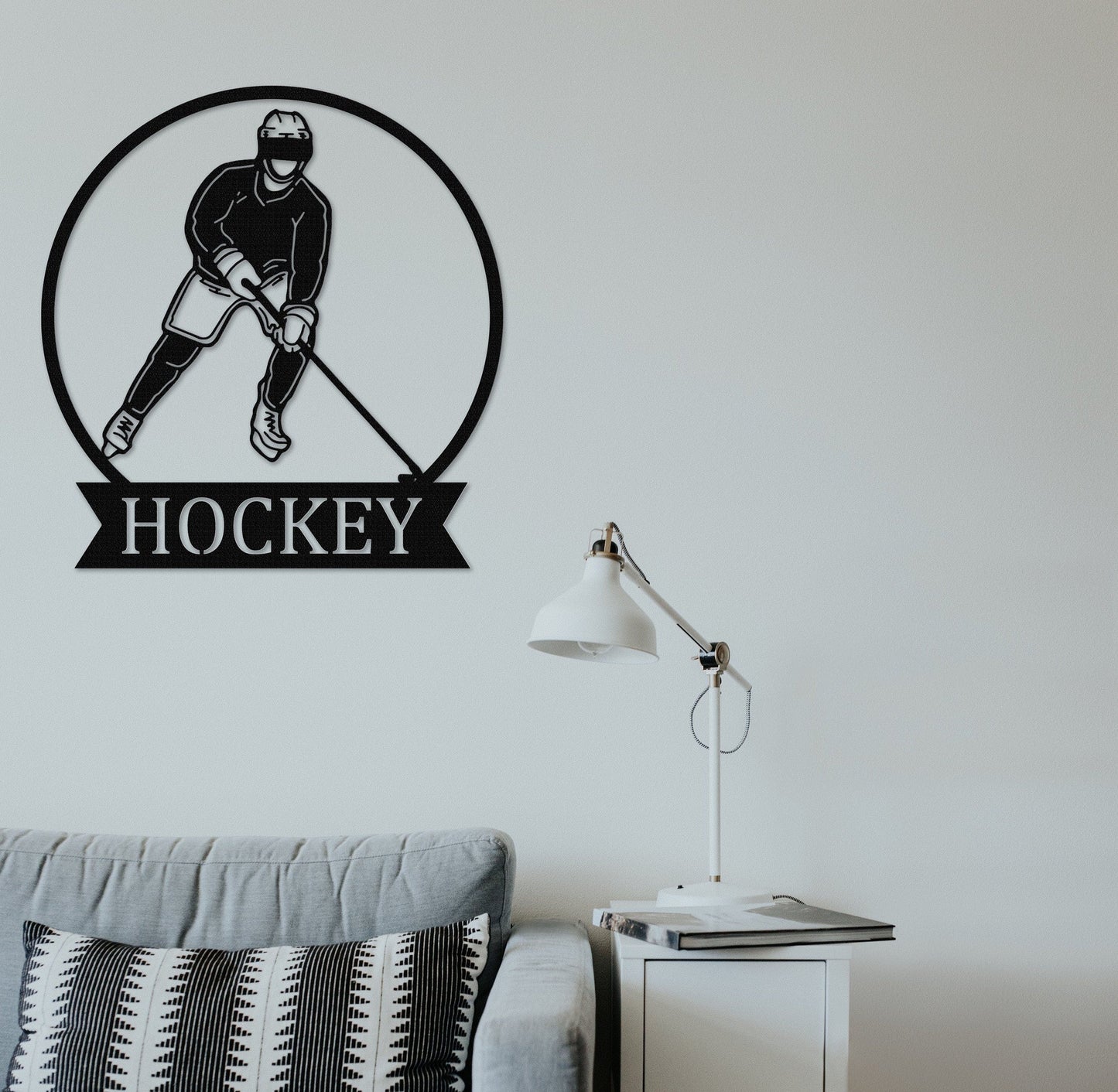 Personalized Hockey Metal Sign,Hockey Wall Decor,Hockey Stick Metal Wall Art,Custom Hockey Player Name Sign,Hockey sign for Kids Room Decor