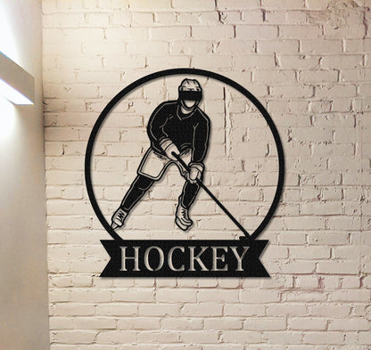 Personalized Hockey Metal Sign,Hockey Wall Decor,Hockey Stick Metal Wall Art,Custom Hockey Player Name Sign,Hockey sign for Kids Room Decor