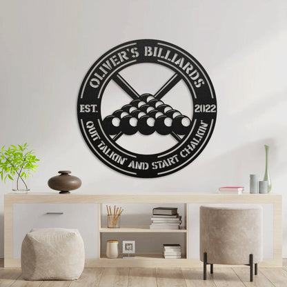 Personalized Billiard Metal Wall Art With LED, Custom Billiards Sign Decor Gift, Living Room Decor, Billiards Pool Metal Sign Billiards Sign