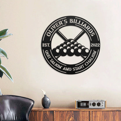 Personalized Billiard Metal Wall Art With LED, Custom Billiards Sign Decor Gift, Living Room Decor, Billiards Pool Metal Sign Billiards Sign