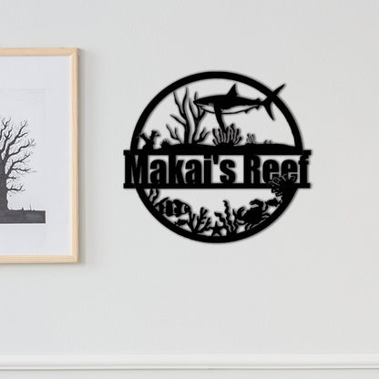 Custom Shark Metal Sign,Family Name Sign,Last Name Sign,Shark Wall Decor,Personalized Reef Wall Art,House Indoor Decor,Shark Lover Gift