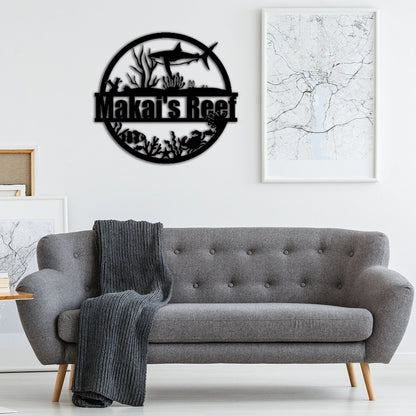 Custom Shark Metal Sign,Family Name Sign,Last Name Sign,Shark Wall Decor,Personalized Reef Wall Art,House Indoor Decor,Shark Lover Gift