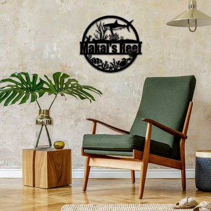 Custom Shark Metal Sign,Family Name Sign,Last Name Sign,Shark Wall Decor,Personalized Reef Wall Art,House Indoor Decor,Shark Lover Gift