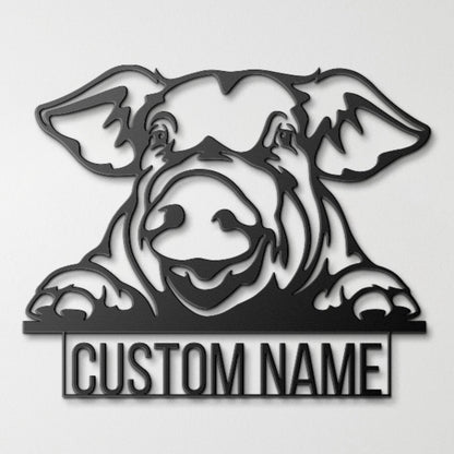 Custom Pig Metal Sign, Pig Lovers Gift, Farm Animals Wall Decor , Wall Hanging Metal Pig Sign, Gift For Farms Owners