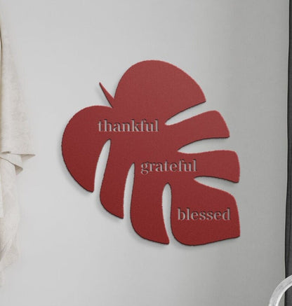 Thankful Grateful Blessed Black Metal Wall Art, Metal Leaf Wall Art, Metal Scripture Wall Art, Outdoor Patio Metal Sign, Large Metal Sign