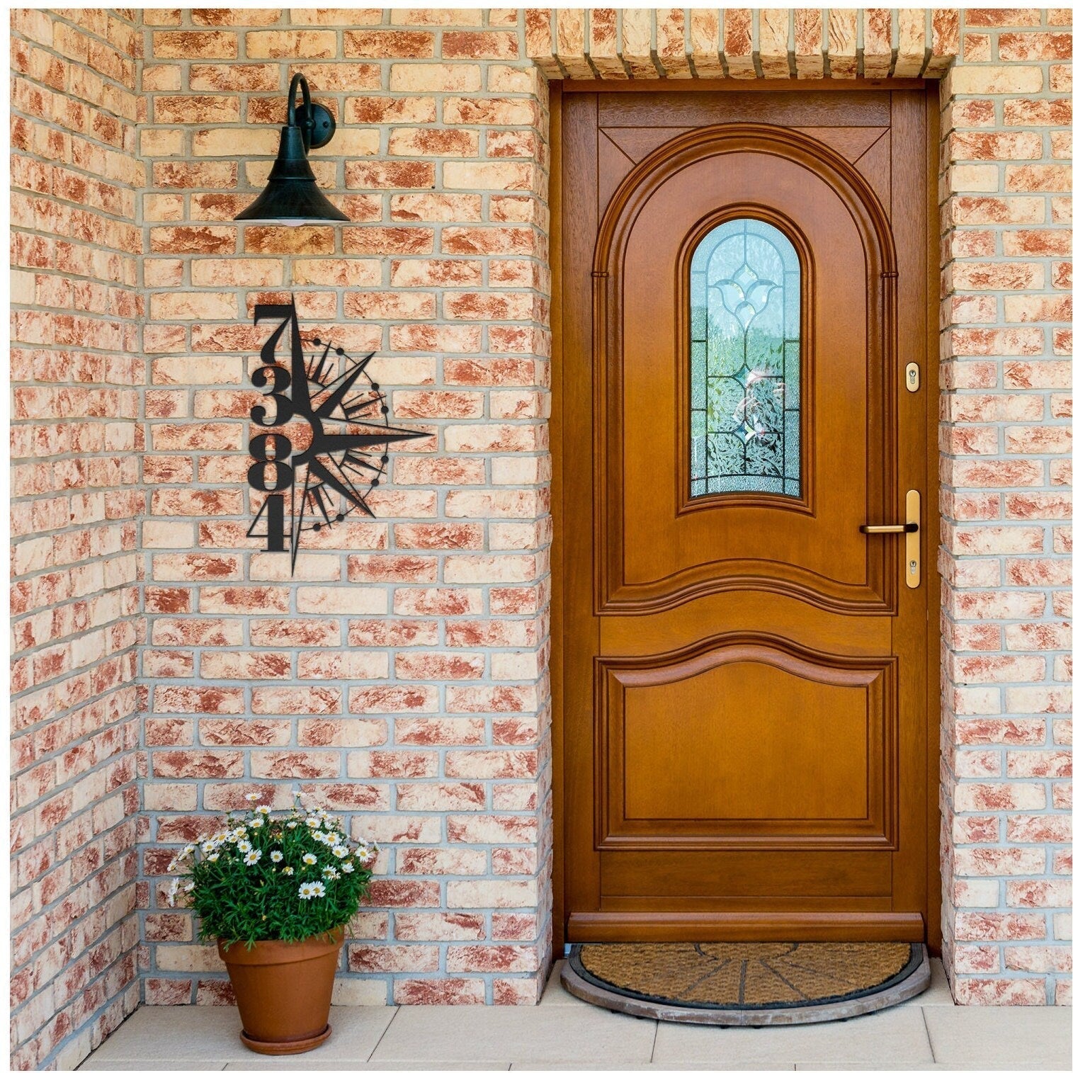 Vertical House Number Sign, Hanging Compass Address Sign, Outdoor Patio Metal Sign, Metal House Numbers, Large House Number, Metal Address