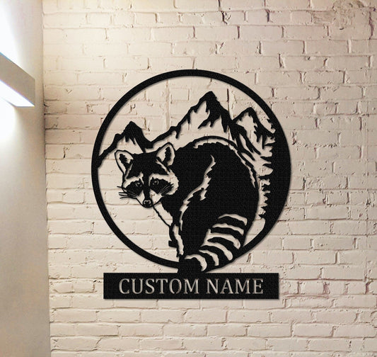 Raccoon Metal Sign,Custom Raccoon Wall Art,Personalized Raccoon Wall Decor,Indoor Decor,Cabin Decor,Patio Decor,Animal Sign,Raccoon Gift