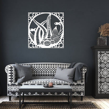 Underwater World Metal Sign, Nautical Undersea Wall Decor, Ocean Seashells Metal Sign, Coral Reefs Wall Decor, Underwater Wall Sign