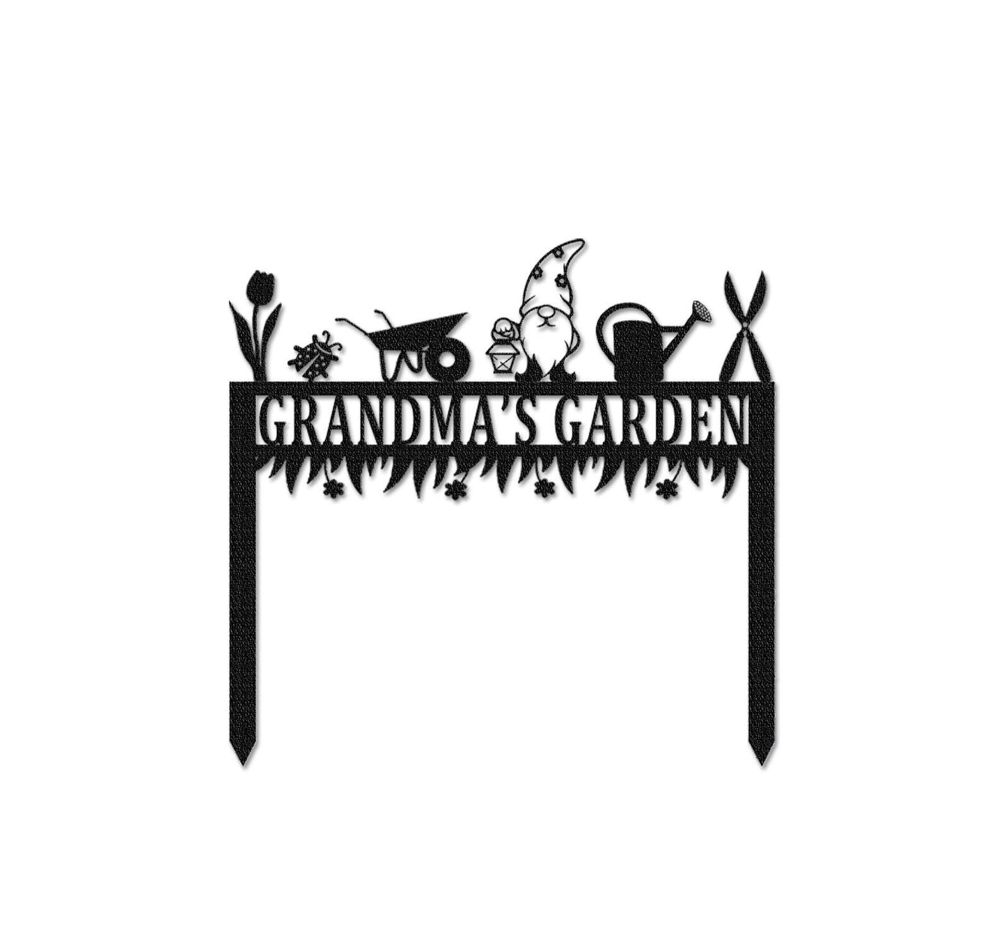 Personalized Garden Sign,Custom Metal Gnome Sign,Garden Metal Art,Sign With Stake,Garden Decor,Yard Decor,Grandma's garden Gift,Garden Stake