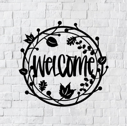 Welcome Metal Sign / Welcome Door Sign / Welcome Circular Nature Sign / Nature Welcome Sign / Outdoor Welcome Sign