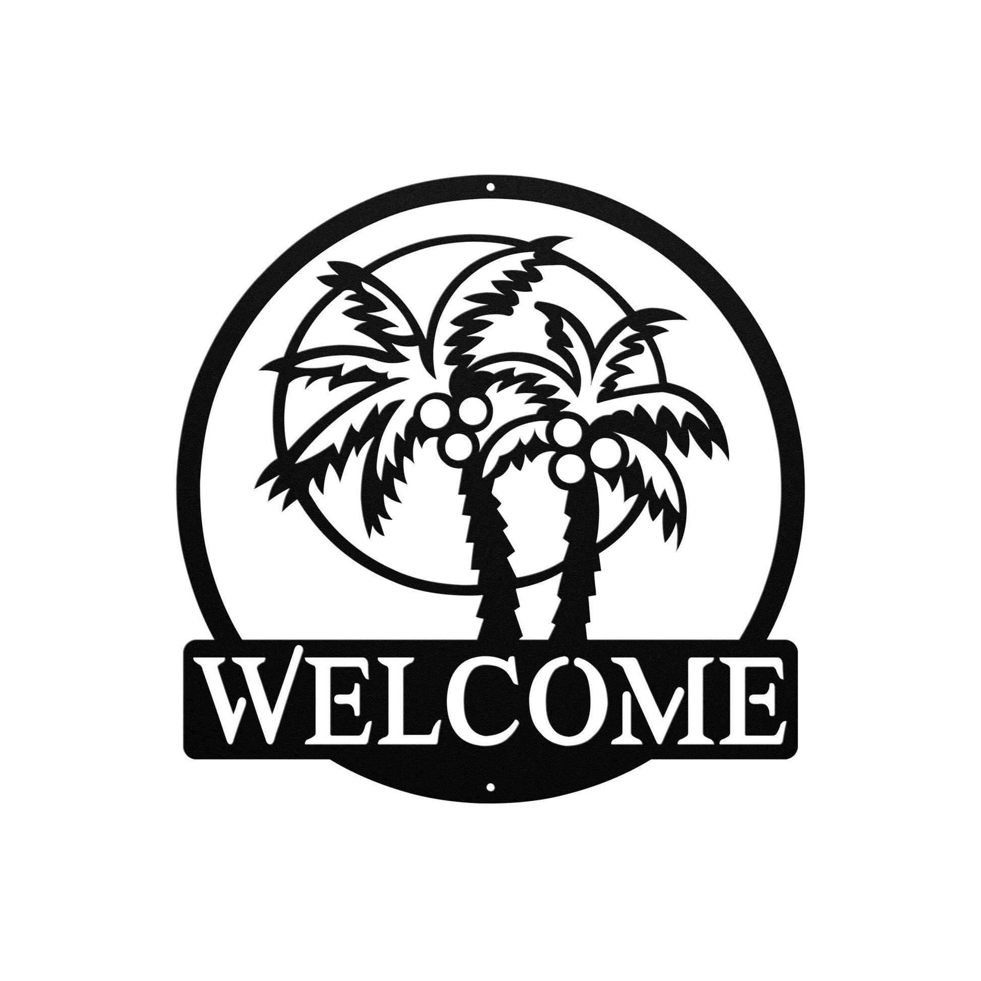 Metal Welcome Sign, Large Metal Wall Art, Welcome Sign For Front Porch, Metal Palm Tree Decor, Tropical Welcome Sign, Housewarming Gift