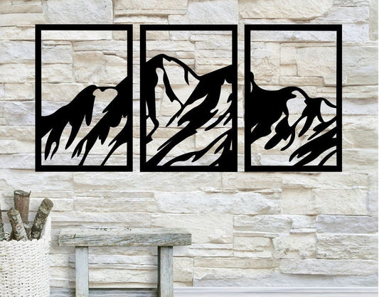Three Piece Metal Wall Art Mountain / Metal Wall Art / 3 Piece Metal Wall Art / Metal Home Decor / Mountain Wall Art Decor