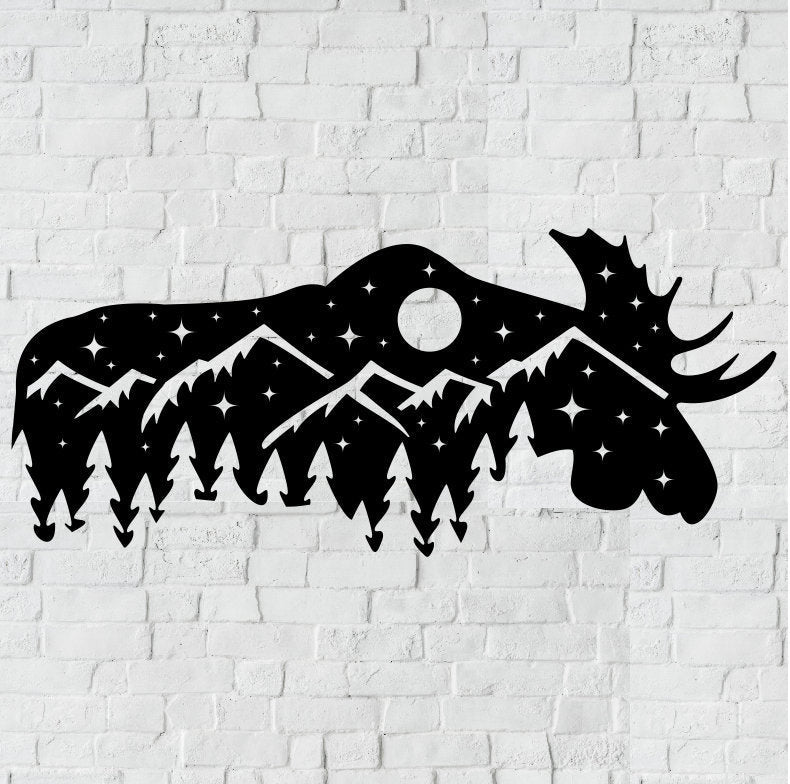 Moose Metal Home Decor / Mountain Moose Wall Art / Mountain Metal Wall Art / Metal Wall Art / Wall Art / Metal Wall Decor