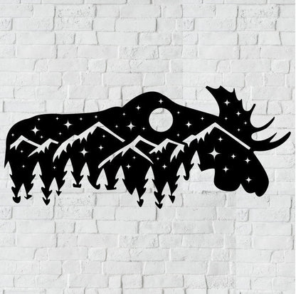 Moose Metal Home Decor / Mountain Moose Wall Art / Mountain Metal Wall Art / Metal Wall Art / Wall Art / Metal Wall Decor