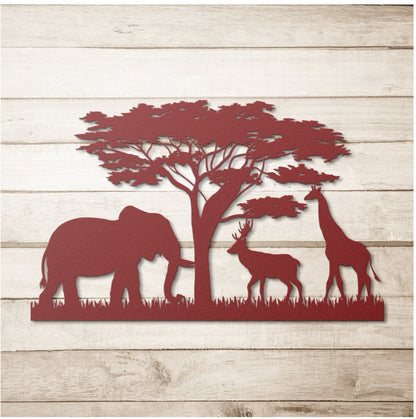 Safari Metal Sign, Nursery Wall Art, Kids Room Safari Metal Art, Nursery Elephant Wall Art, Jungle Animals Metal Sign, Nursery Wall Decor