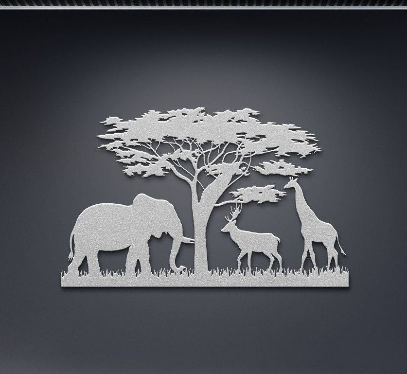 Safari Metal Sign, Nursery Wall Art, Kids Room Safari Metal Art, Nursery Elephant Wall Art, Jungle Animals Metal Sign, Nursery Wall Decor