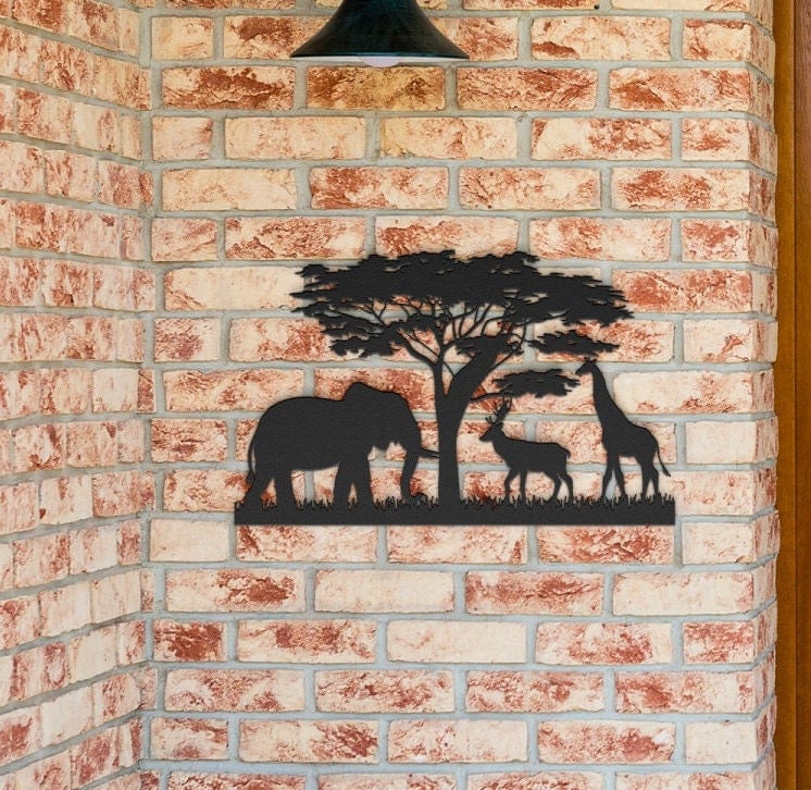 Safari Metal Sign, Nursery Wall Art, Kids Room Safari Metal Art, Nursery Elephant Wall Art, Jungle Animals Metal Sign, Nursery Wall Decor