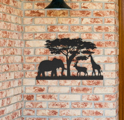 Safari Metal Sign, Nursery Wall Art, Kids Room Safari Metal Art, Nursery Elephant Wall Art, Jungle Animals Metal Sign, Nursery Wall Decor