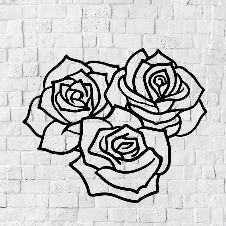 Three Roses Metal Sign / Rose Metal Wall Decor / Flower Wall Decor Signs / Home Decor / Rose Wall Decor