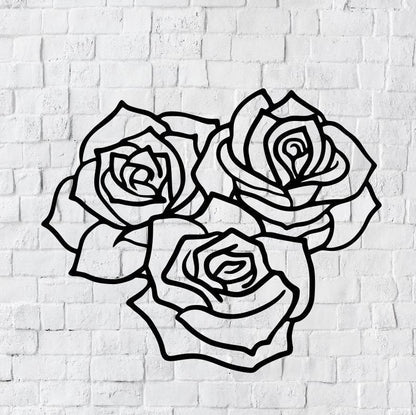Three Roses Metal Sign / Rose Metal Wall Decor / Flower Wall Decor Signs / Home Decor / Rose Wall Decor