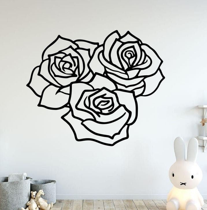 Three Roses Metal Sign / Rose Metal Wall Decor / Flower Wall Decor Signs / Home Decor / Rose Wall Decor