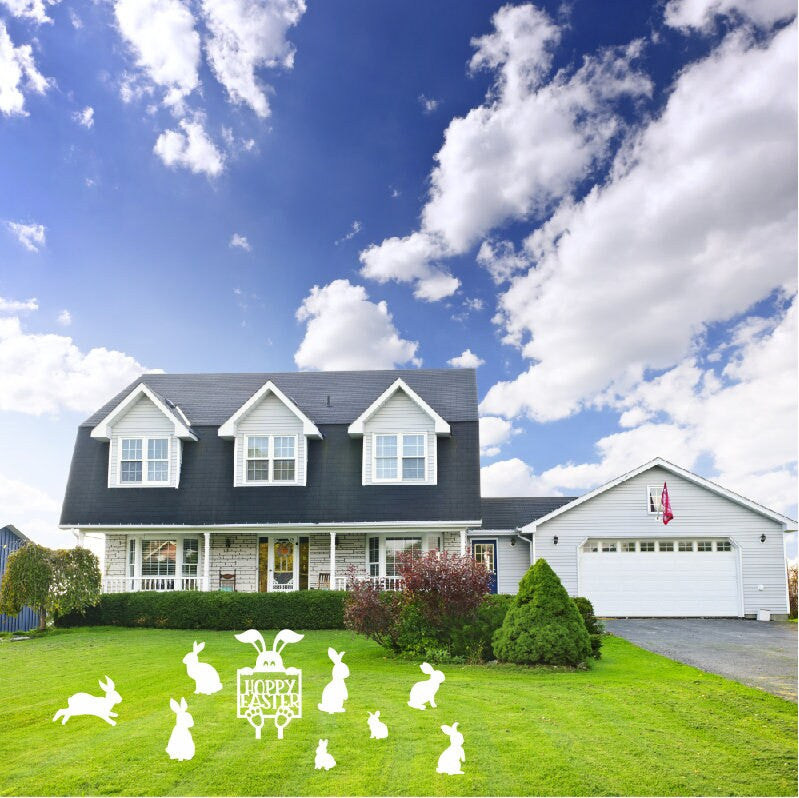 Easter Bunny Metal Stake Sign / Outdoor Easter decoration / Easter Bunny yard metal sign / Metal Stake Sign / Easter Decor