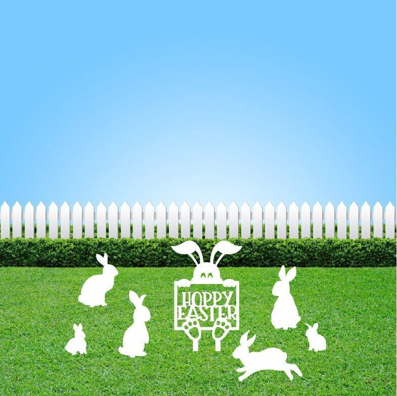 Easter Bunny Metal Stake Sign / Outdoor Easter decoration / Easter Bunny yard metal sign / Metal Stake Sign / Easter Decor