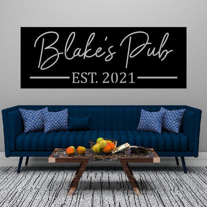 Personalized Metal Bar Sign, Fathers Day Gift, Metal Sign, Established Date, Custom Bar Plaque, Personalized Pub Metal Wall Art