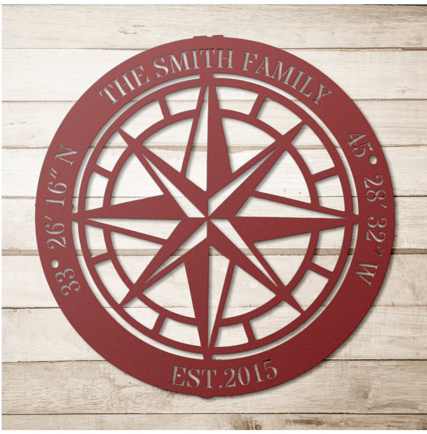 Custom Compass Metal Sign, North Star Compass Wall Art, Custom Rustic Compass, Family Name Sign, Custom Coordinates Sign, Adventure Gift