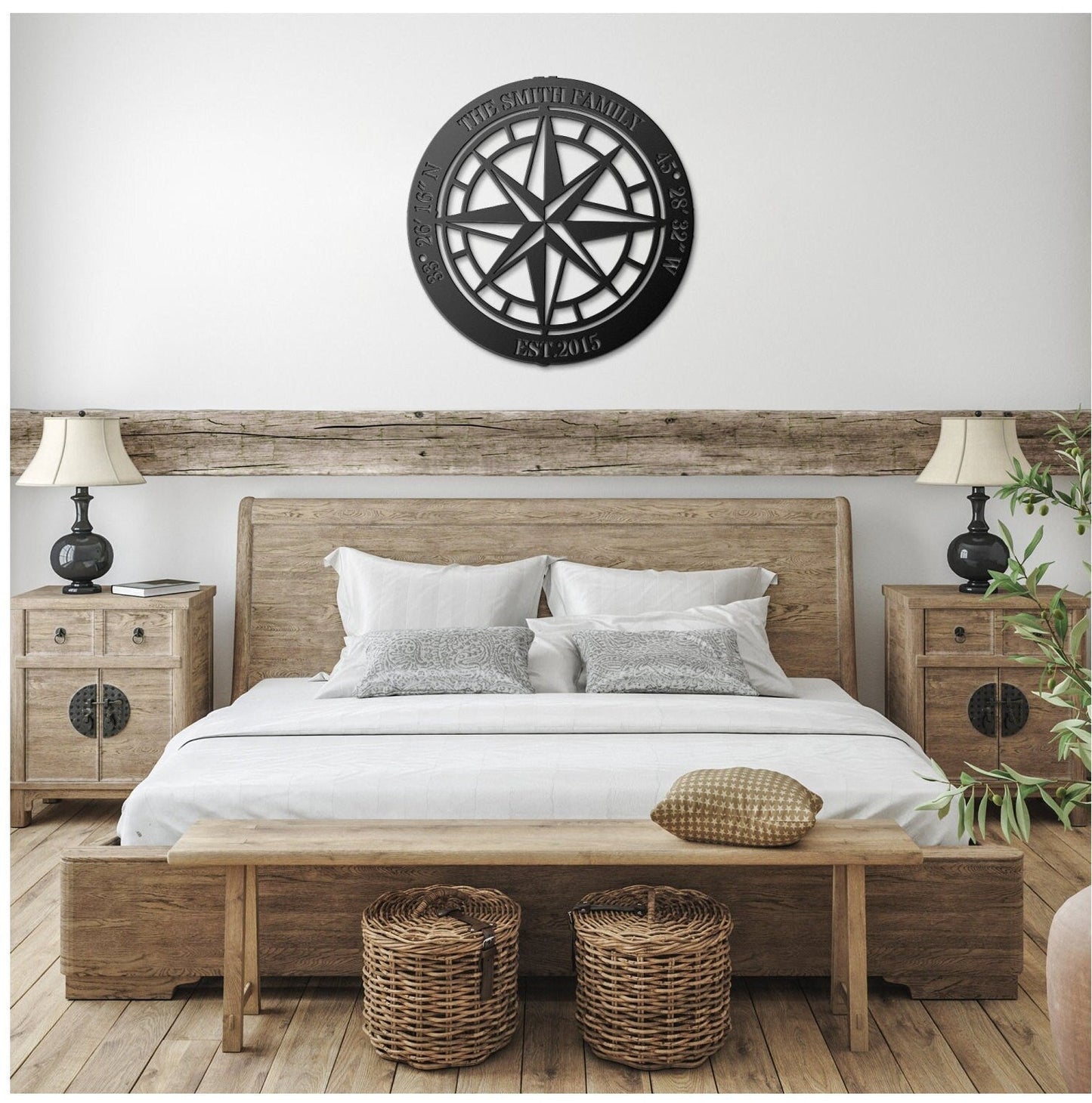 Custom Compass Metal Sign, North Star Compass Wall Art, Custom Rustic Compass, Family Name Sign, Custom Coordinates Sign, Adventure Gift