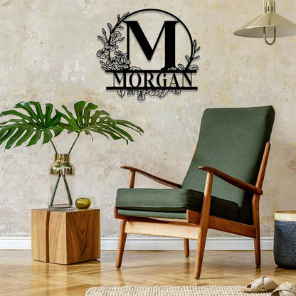 Custom Family Name Metal Sign,Monogram Sign Metal Wall Art,Last Name Sign Personalized,Wedding Gift,Initial Split Letter Monogram Wall Decor