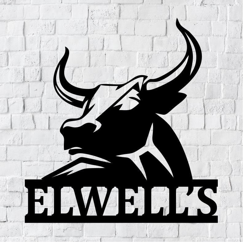 Personalized Family Name Bull Metal Sign / Metal Wall Decor / Monogram Name Sign / Home Decor / Personalized Bull Decor