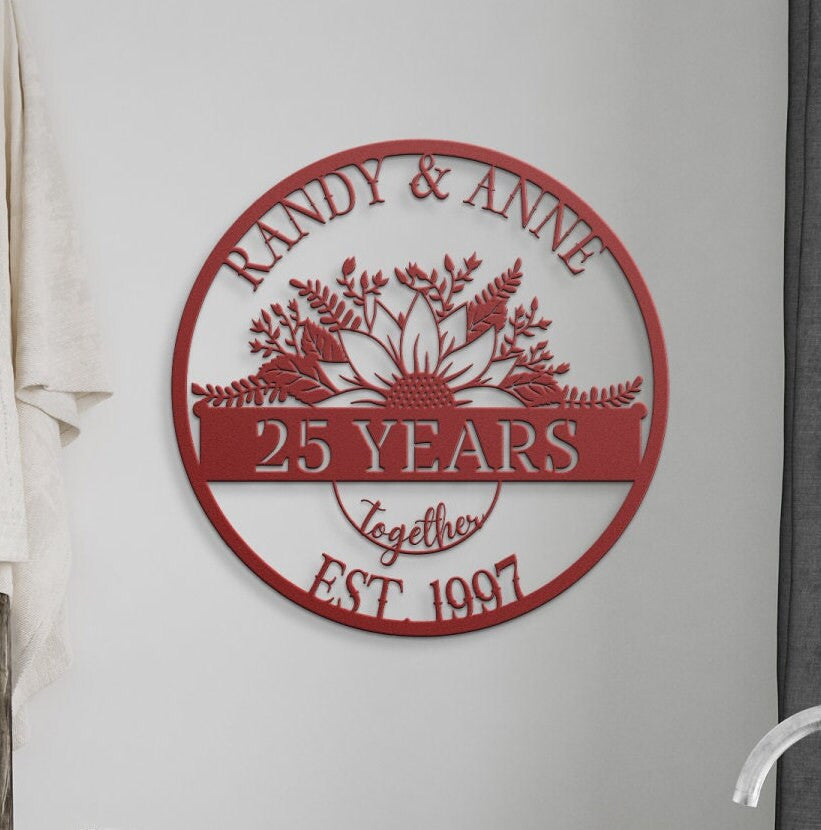 225th Wedding Anniversary Gift For Couple, Wall Hanging Metal Sign, Parents Anniversary Gift