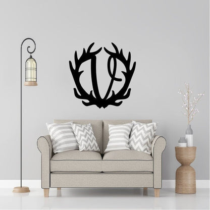 Personalized Initial Antler Sign / Metal Wall Decor / Initial Name Sign / Home Decor / Personalized Antler Decor / Metal Wall Art