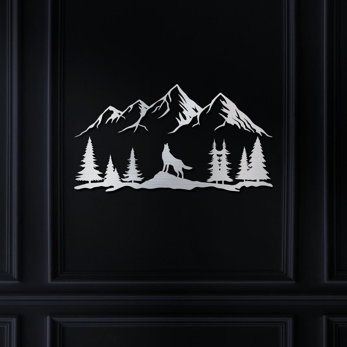 Wolf Landscape Sign, Wolf Metal Sign, Metal Wolf Sign, Bear Sign, Metal Family Sign, Door Hanger, Home Decor, Backyard Sign, Metal Gift