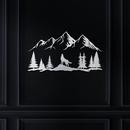 Wolf Landscape Sign, Wolf Metal Sign, Metal Wolf Sign, Bear Sign, Metal Family Sign, Door Hanger, Home Decor, Backyard Sign, Metal Gift