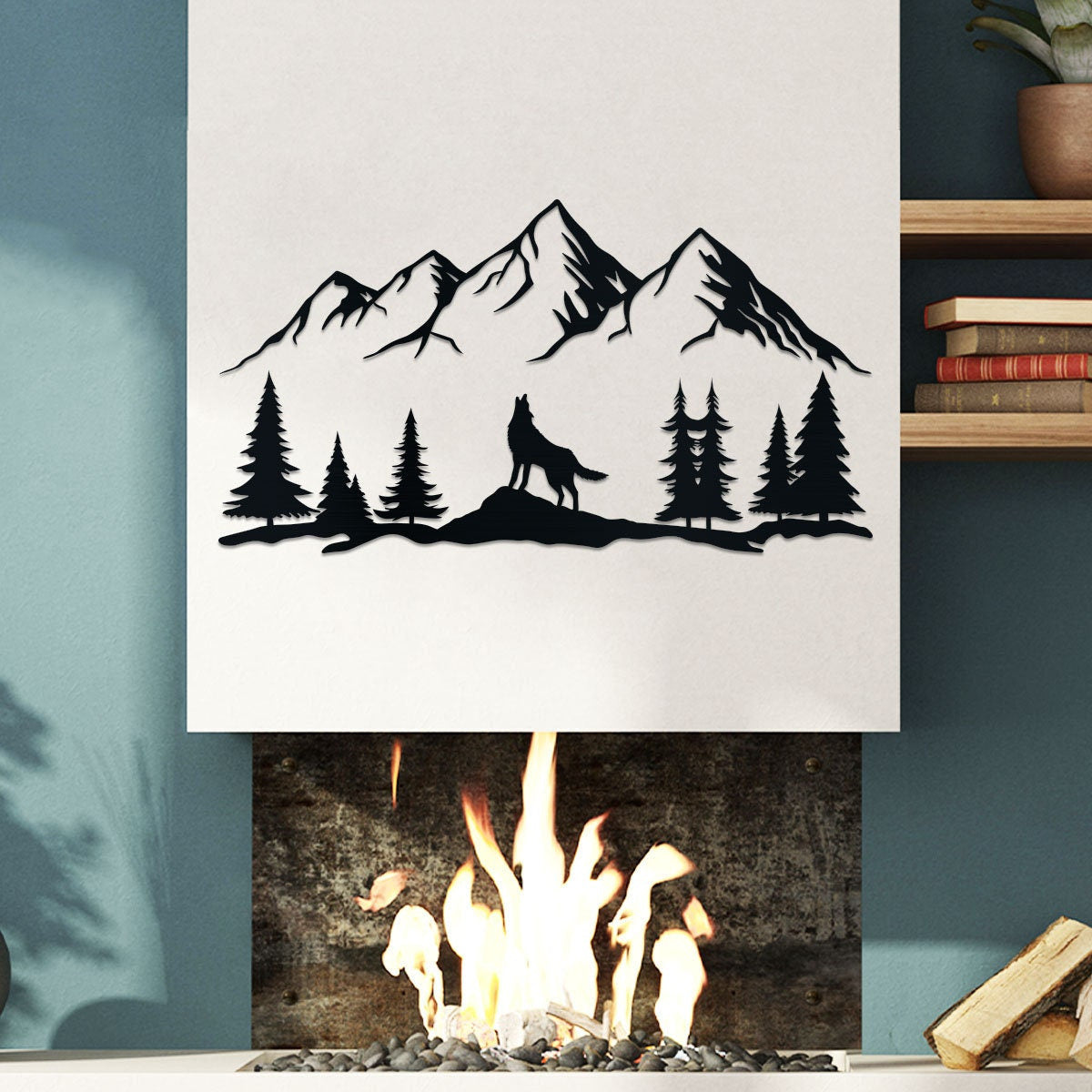 Wolf Landscape Sign, Wolf Metal Sign, Metal Wolf Sign, Bear Sign, Metal Family Sign, Door Hanger, Home Decor, Backyard Sign, Metal Gift