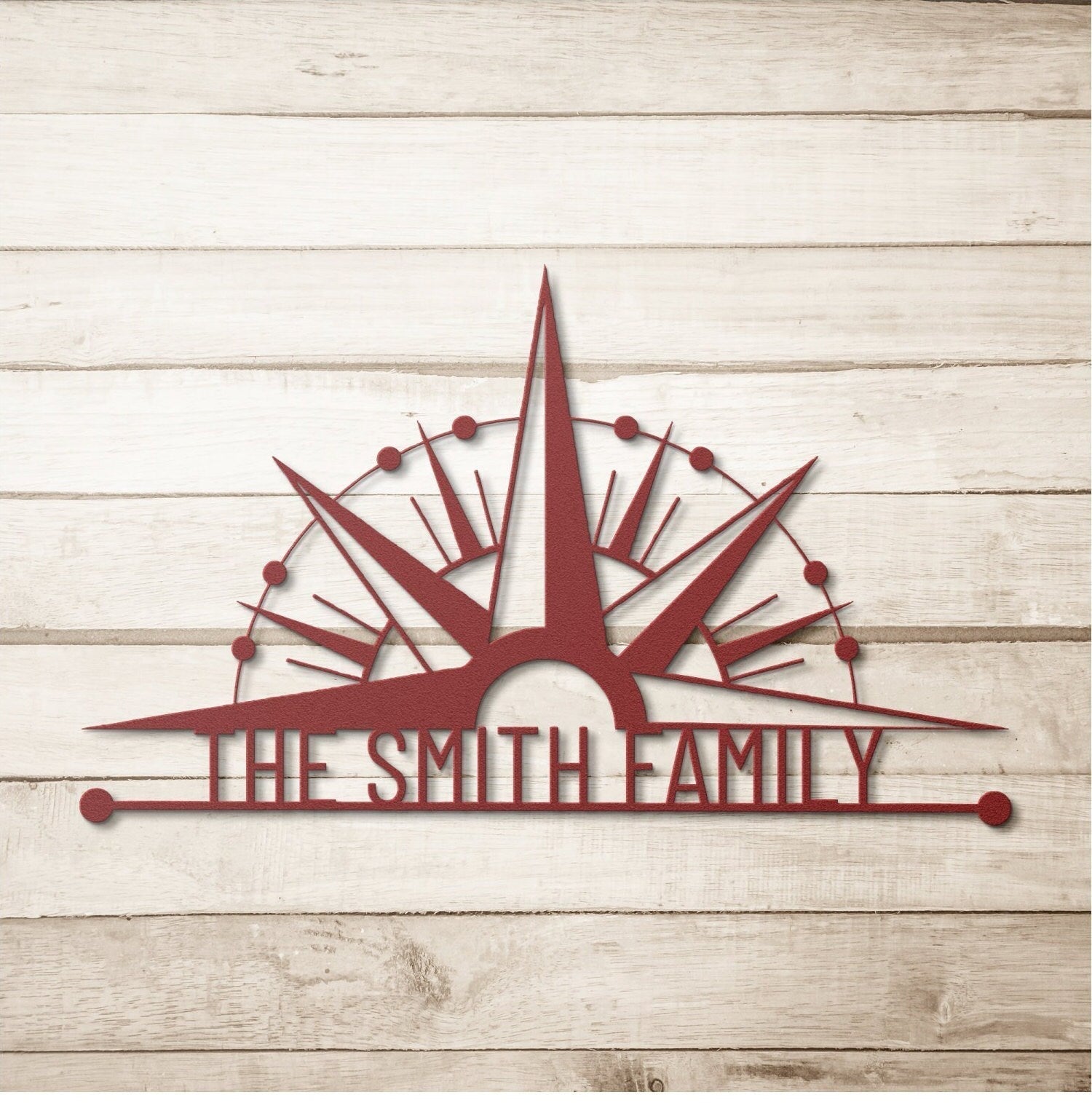 Personalized Family Name Metal Sign, Compass Wall Art, Outdoor Patio Metal Sign, Last Name Sign, Front Porch Decor, Custom Metal Name Sign