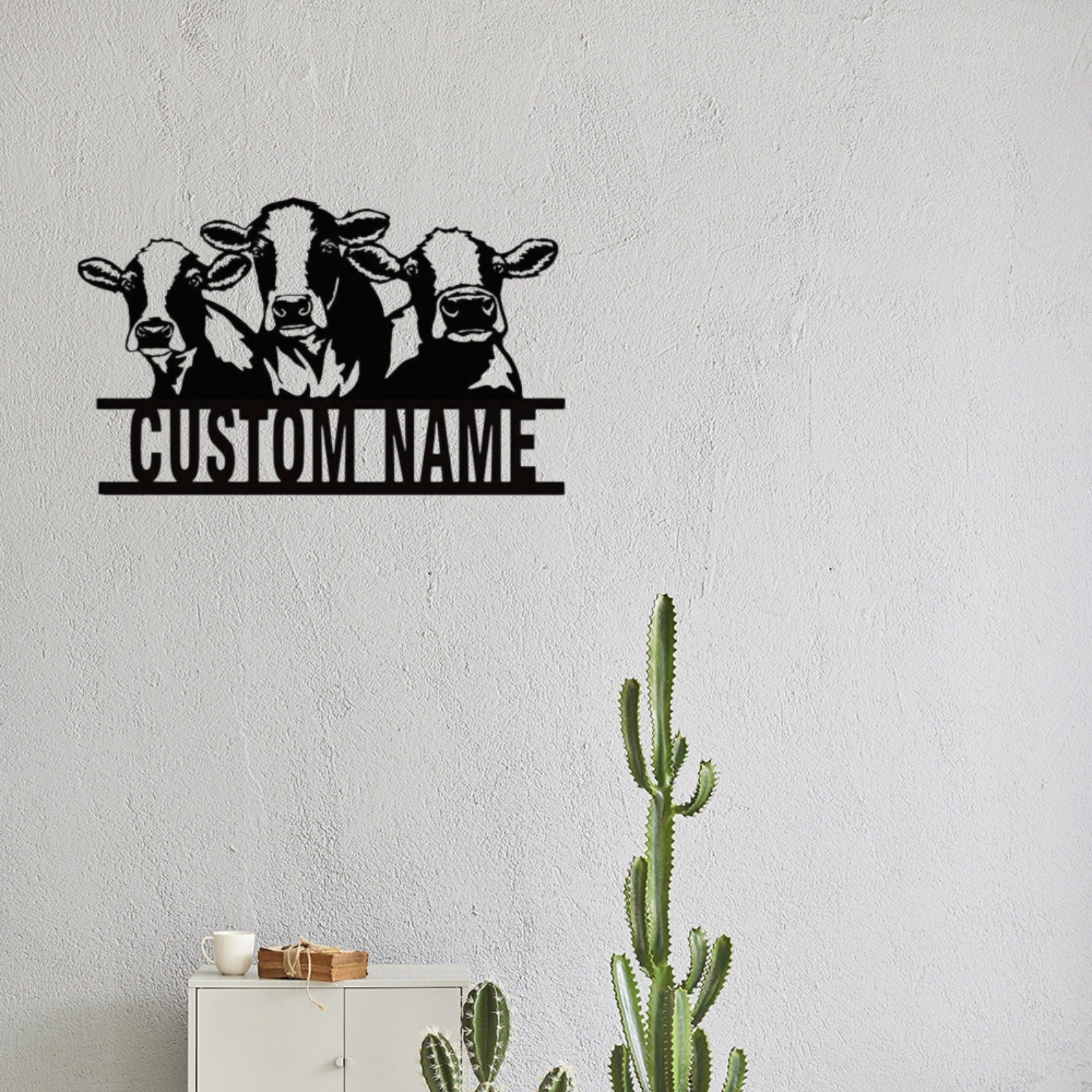 Custom Cow Sign Metal Cow Sign Personalized Cow Wall Art Sign Farmhouse Decor Cow Metal Wall Art Cow Cattle Metal Wall Art Cow Name Sign