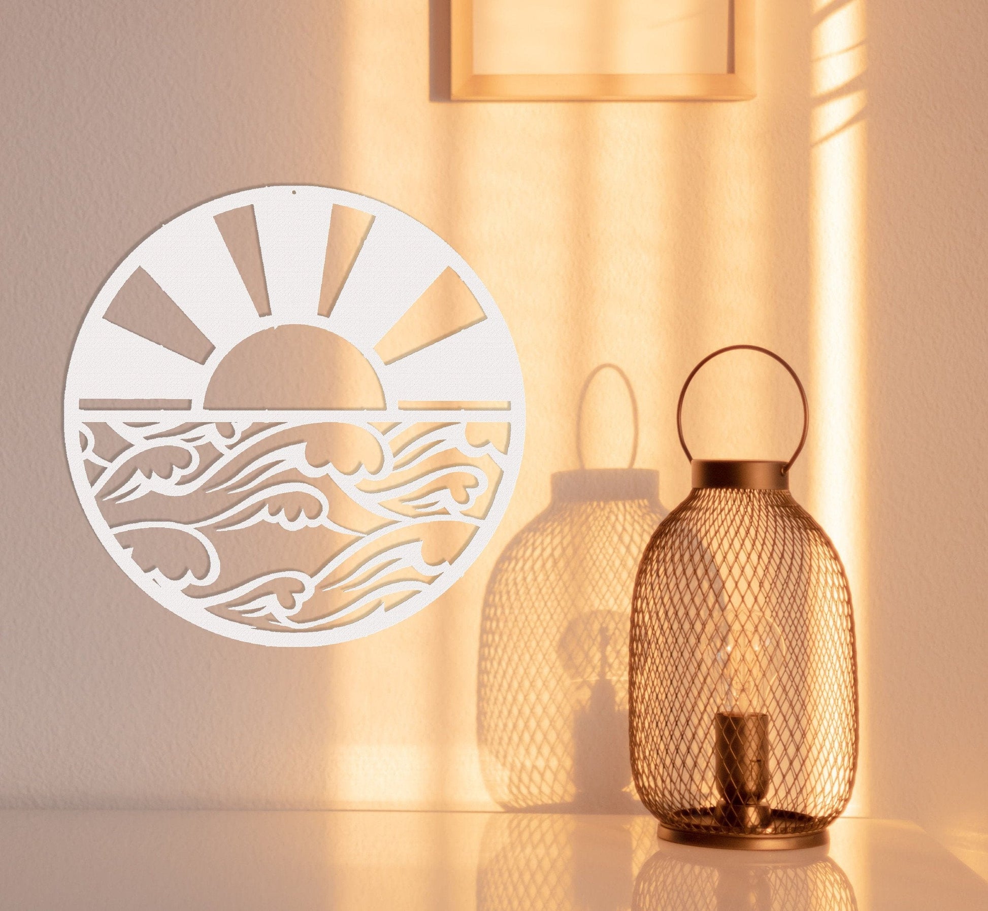 Sunrise Metal Sign,Sun and Waves Metal Wall Art,Room Decor,Beach Wall Art,Sun and Waves Decor,Wall Decor,Wall Art,Outdoor Wall Decor