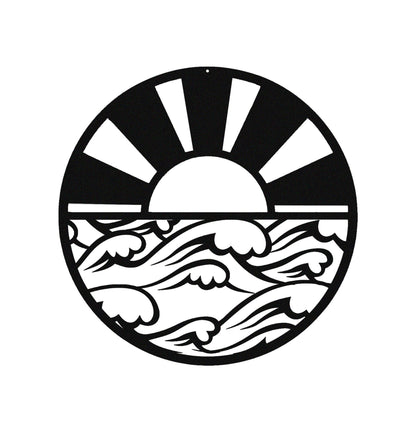 Sunrise Metal Sign,Sun and Waves Metal Wall Art,Room Decor,Beach Wall Art,Sun and Waves Decor,Wall Decor,Wall Art,Outdoor Wall Decor
