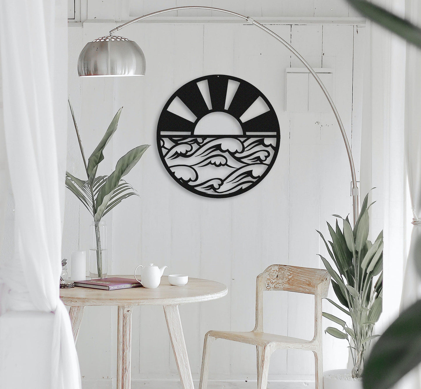 Sunrise Metal Sign,Sun and Waves Metal Wall Art,Room Decor,Beach Wall Art,Sun and Waves Decor,Wall Decor,Wall Art,Outdoor Wall Decor