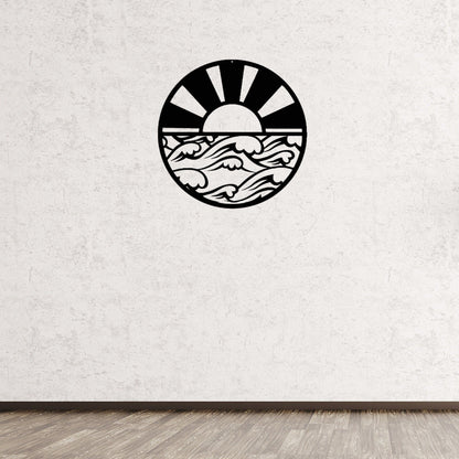 Sunrise Metal Sign,Sun and Waves Metal Wall Art,Room Decor,Beach Wall Art,Sun and Waves Decor,Wall Decor,Wall Art,Outdoor Wall Decor