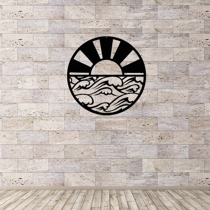 Sunrise Metal Sign,Sun and Waves Metal Wall Art,Room Decor,Beach Wall Art,Sun and Waves Decor,Wall Decor,Wall Art,Outdoor Wall Decor