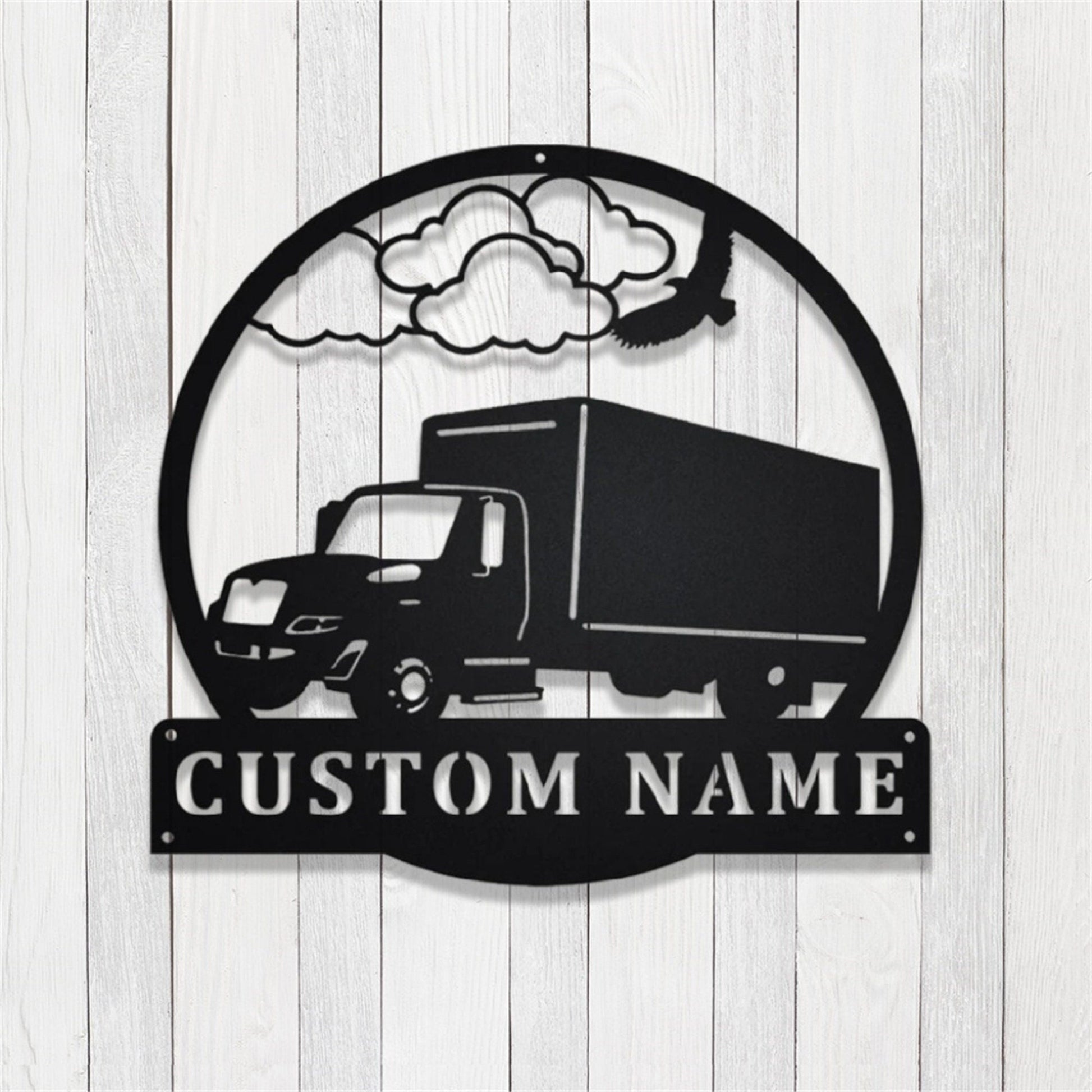 Personalized Box Truck Metal Sign,Transport Truck Metal Wall Art,Custom Trucker Name Sign,Truck Driver Gift,Trucking Wall Decor,Home Decor