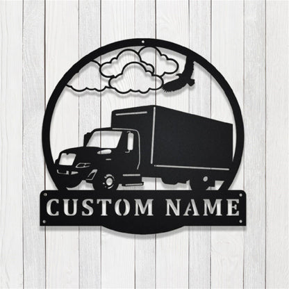 Personalized Box Truck Metal Sign,Transport Truck Metal Wall Art,Custom Trucker Name Sign,Truck Driver Gift,Trucking Wall Decor,Home Decor