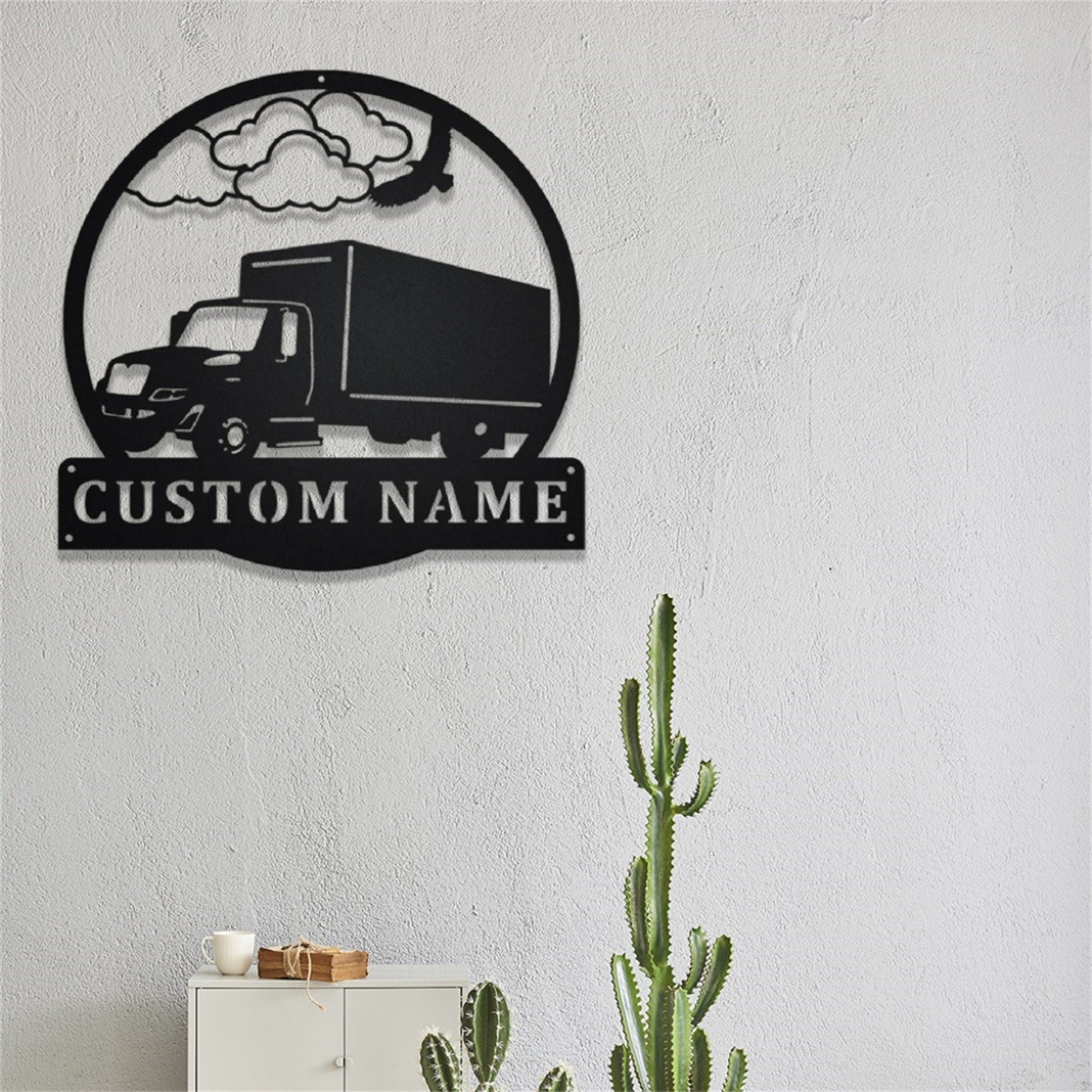 Personalized Box Truck Metal Sign,Transport Truck Metal Wall Art,Custom Trucker Name Sign,Truck Driver Gift,Trucking Wall Decor,Home Decor